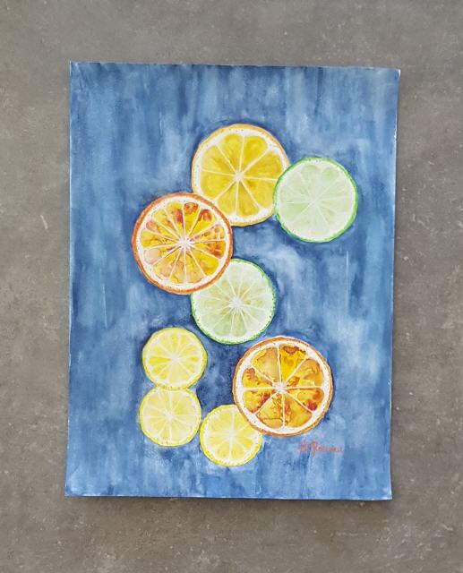 Citrusfrüchte; Aquarell; 40 x 30 cm